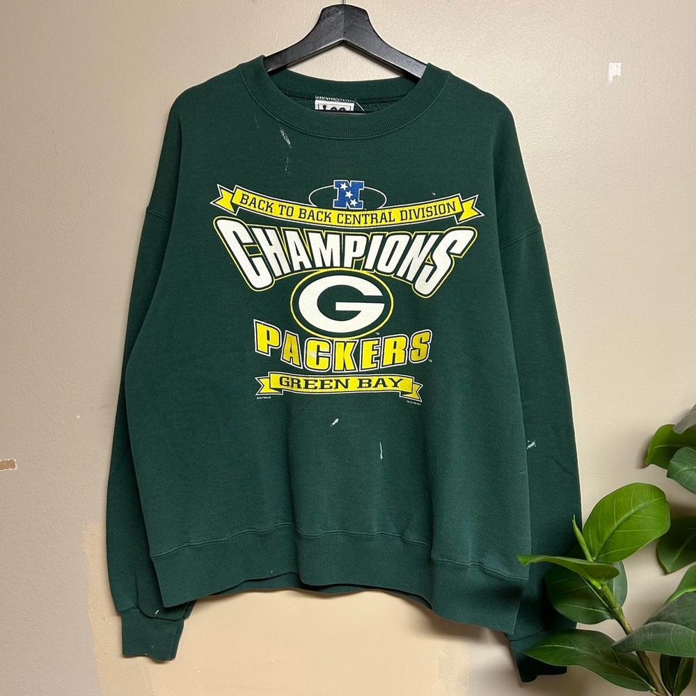 Vintage Lee Sport Green Bay Packers Division Champions Sweatshirt Mens L Green